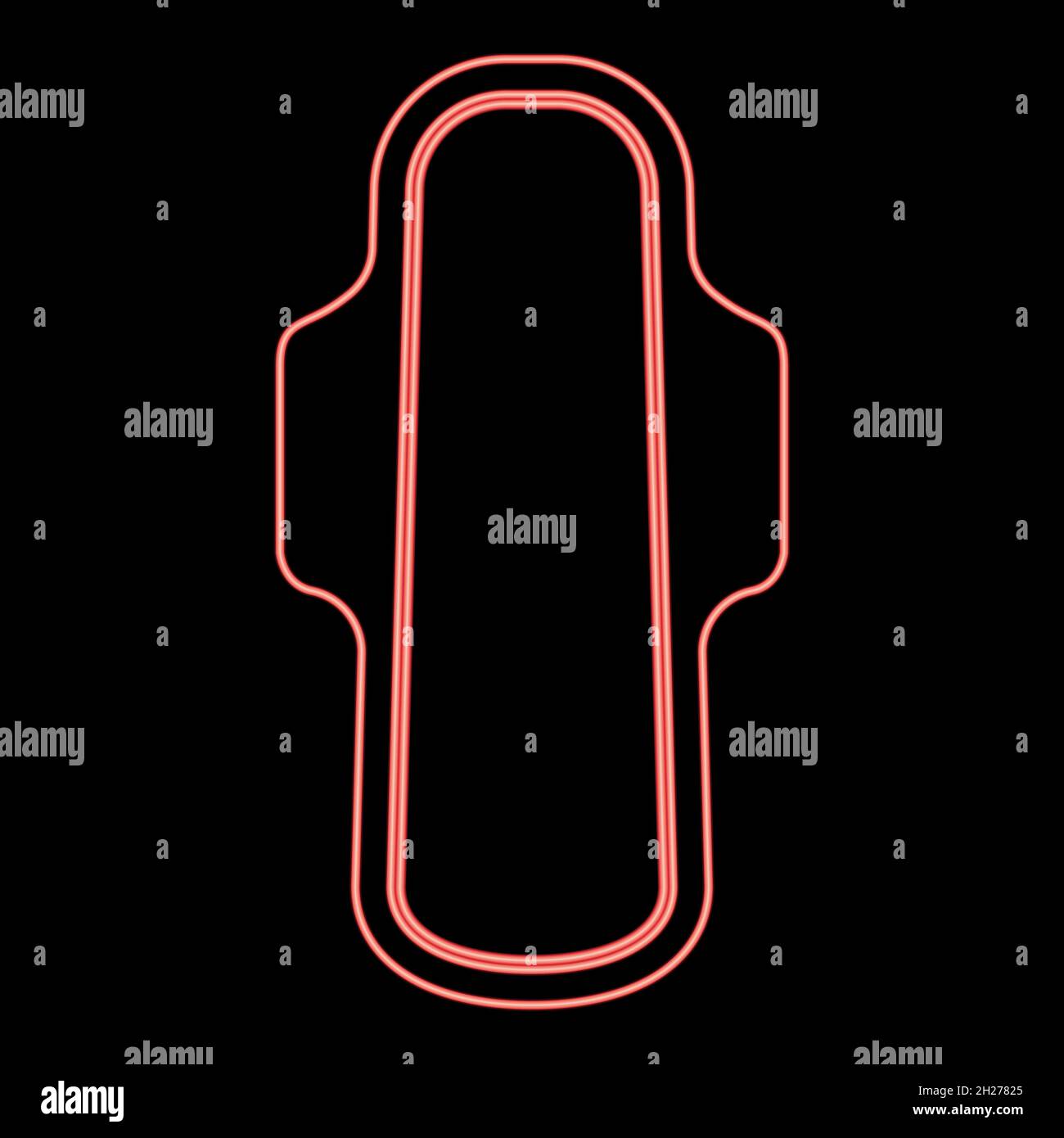 Néon sanitaire serviette icône couleur noire dans le cercle contour illustration vecteur couleur rouge illustration vecteur image de style plat lumière Illustration de Vecteur