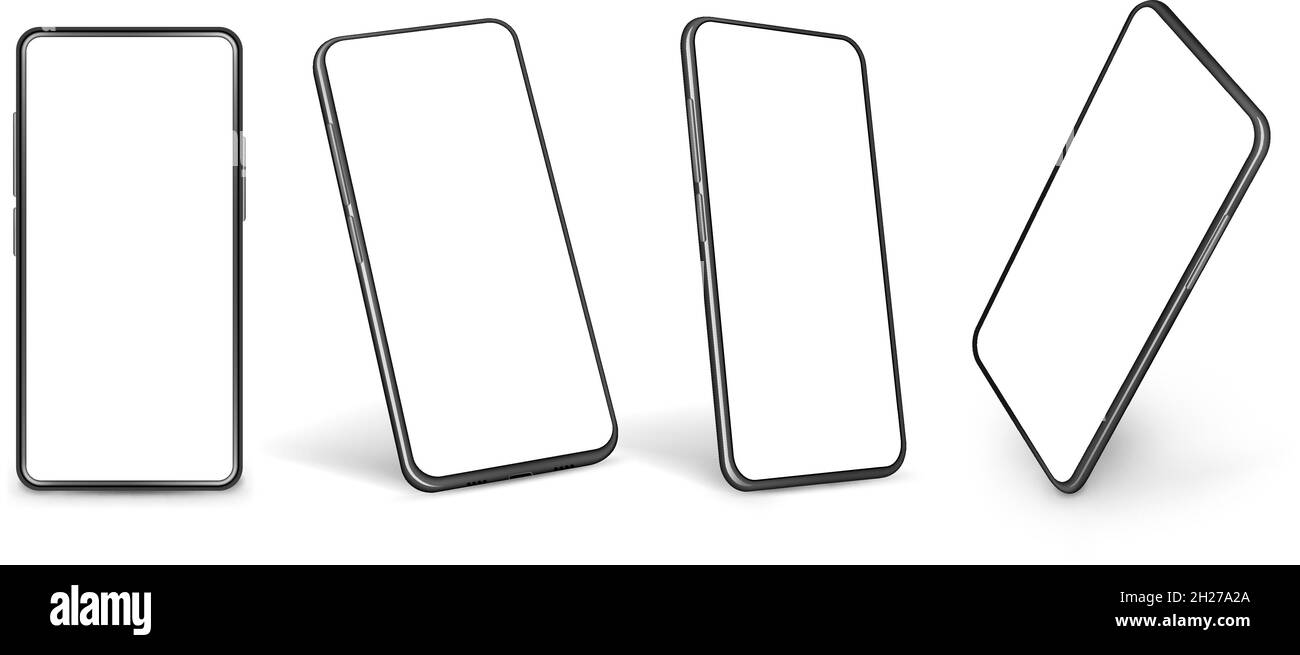 Maquette de smartphone.Modèle de téléphone mobile, smartphones affichage moderne en perspective.Périphériques 3d isolés graphiques avec jeu de vecteurs exact d'écran vierge Illustration de Vecteur