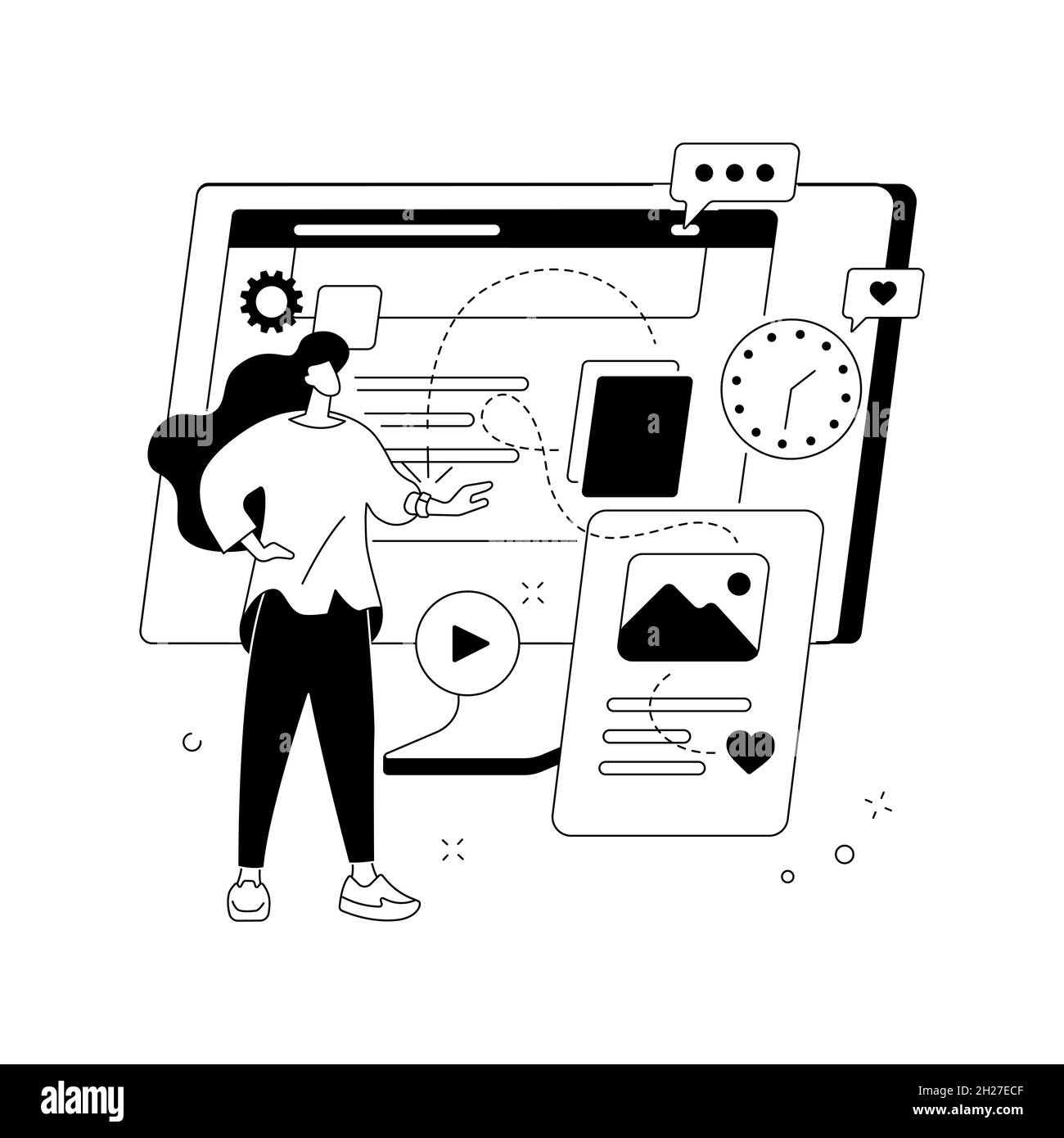 Illustration du vecteur de concept abstrait de la gestion des médias sociaux. Illustration de Vecteur