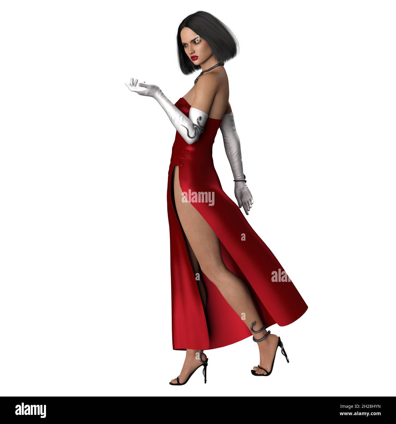 Latina femme en robe de soirée, rendu 3D, illustration 3D Banque D'Images