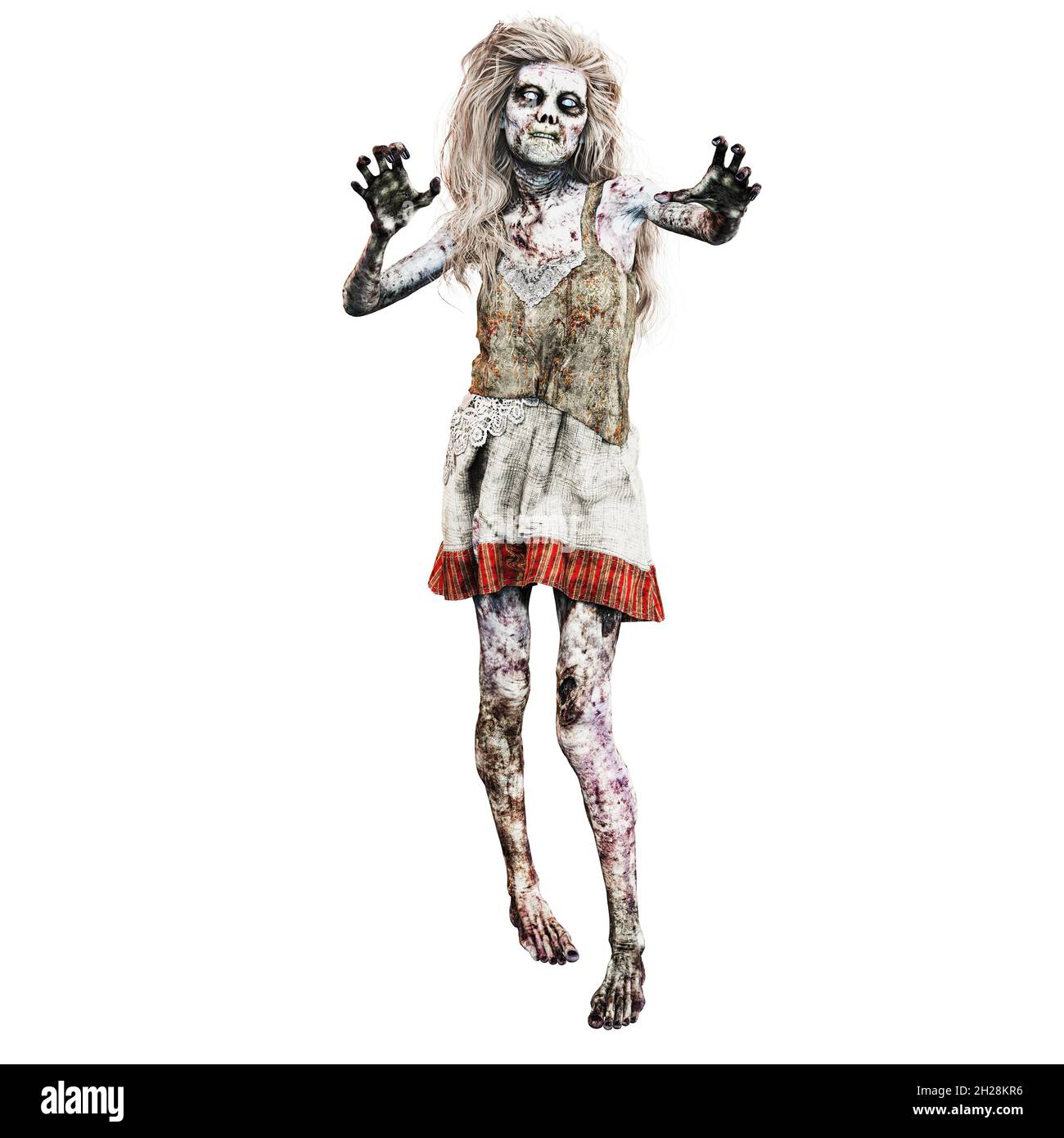 Zombie Undead Woman, rendu 3D, illustration 3D Banque D'Images