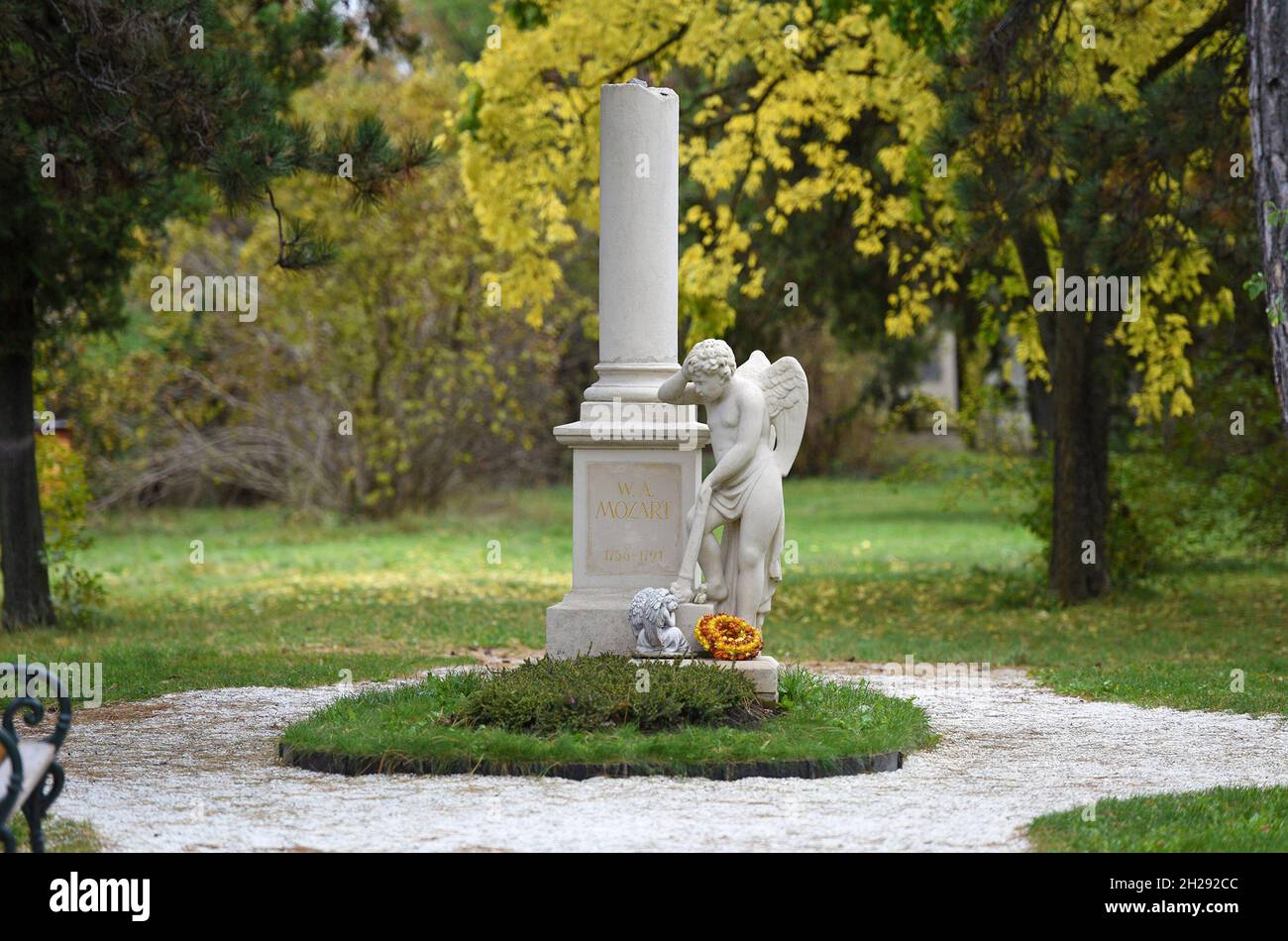 DAS Grab von Wolfgang Amadeus Mozart auf dem Friedhof St. Marx à Wien, Österreich, Europa - la tombe de Wolfgang Amadeus Mozart dans la ceme de St. Marx Banque D'Images