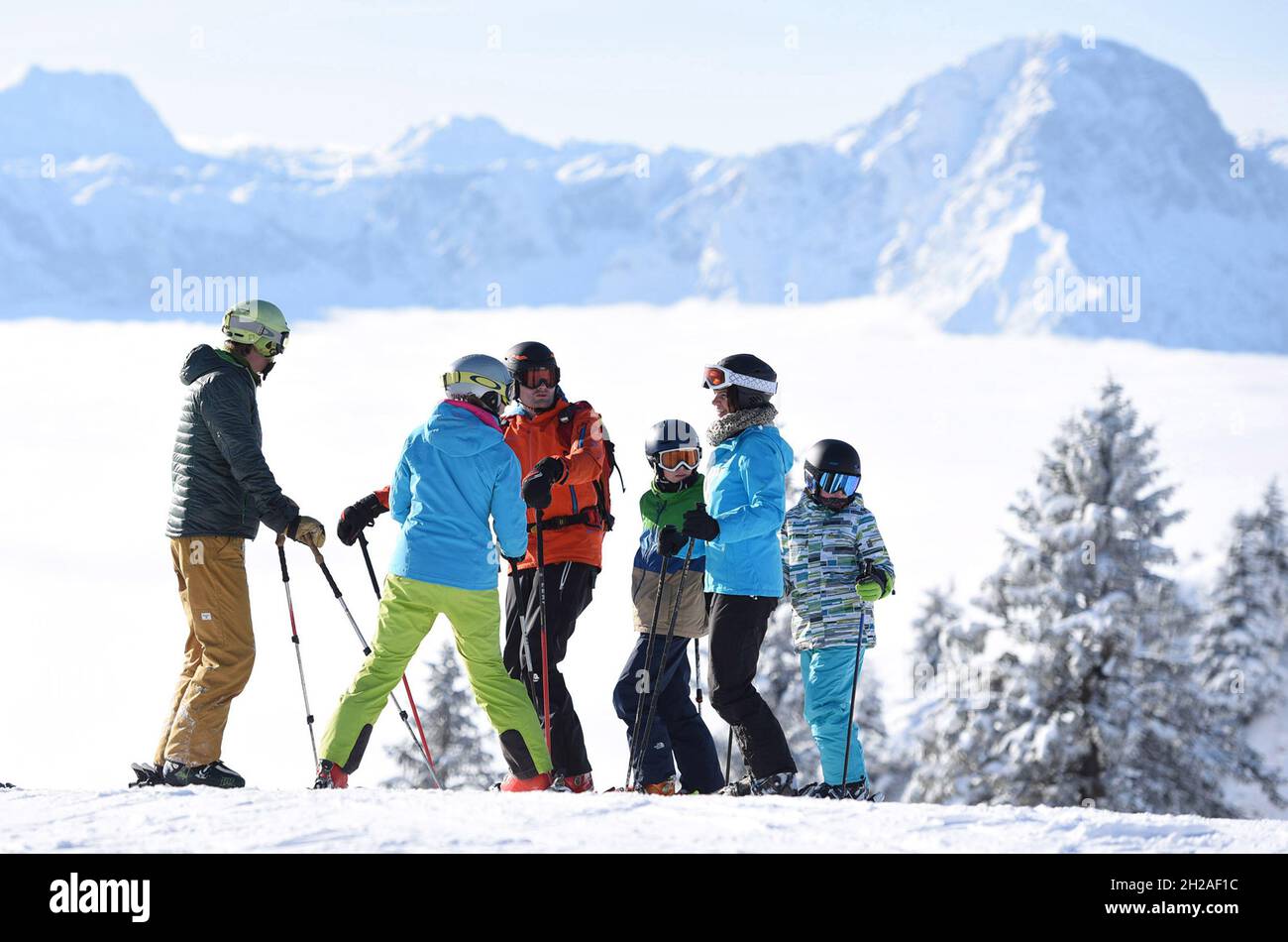 Sports d'hiver à Österreich, Schigebiet Kasberg (Grünau, Almtal, Salzkammergut, Bezirk Gmunden,Oberösterreich, Österreich) - Sports d'hiver en Autriche, Banque D'Images