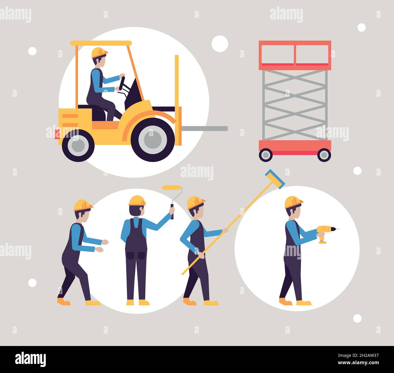 six icônes de l'industrie aéroportuaire Illustration de Vecteur