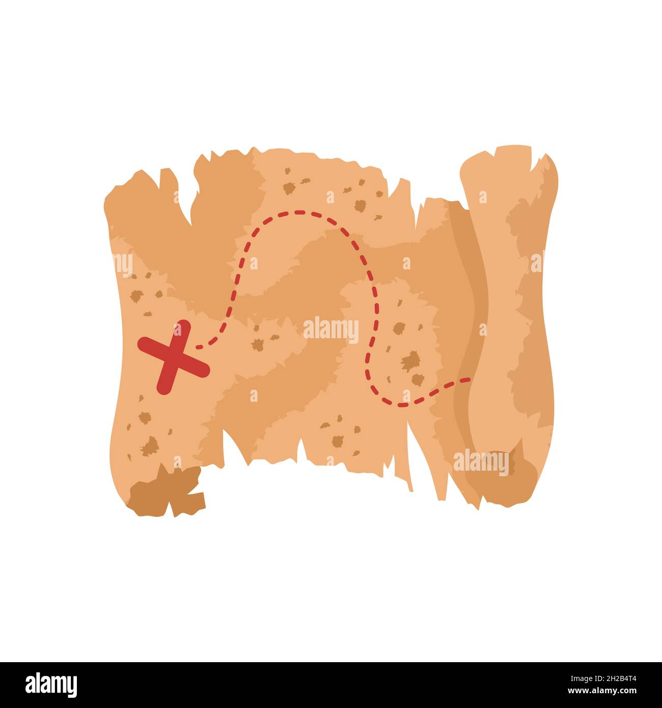 Carte des trésors des pirates d'époque.Icône de piratage isolée sur fond blanc.Illustration vectorielle de style dessin animé plat Illustration de Vecteur