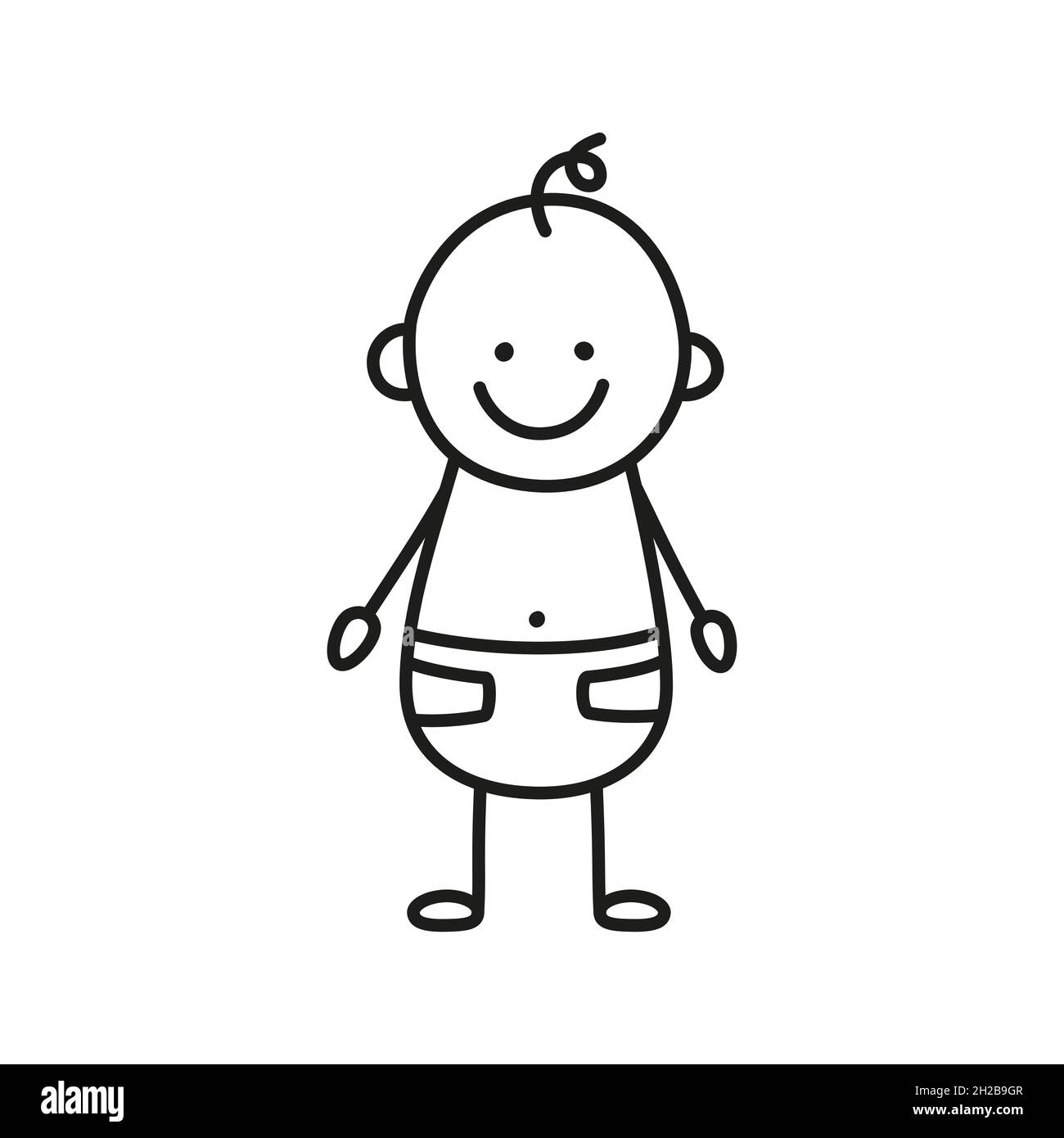 Un Bebe Qui Se Couche Avec Plaisir Dessin A La Main D Un Petit Enfant Petit Tout Petit Illustration Vectorielle Isolee En Forme De Doodle Sur Fond Blanc Image Vectorielle Stock Alamy