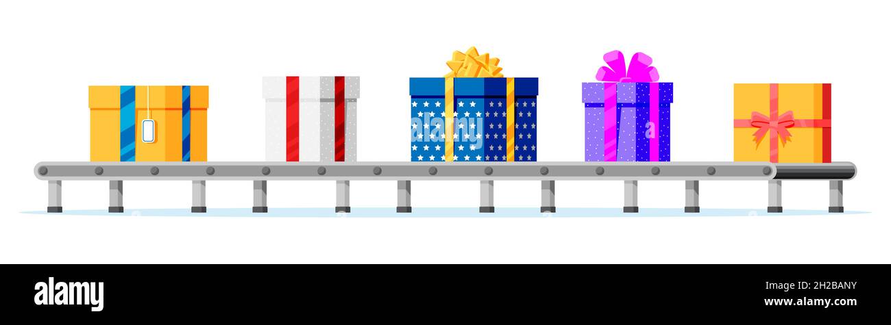 Noël Factory Packs cadeaux boîtes. Illustration de Vecteur