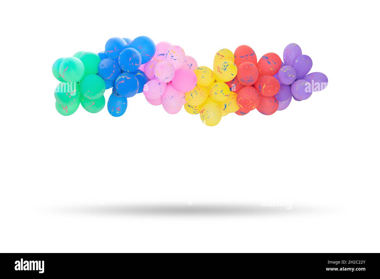 Groupe de ballons multicolores pour la décoration dans les célébrations de divers jours importants isolés sur fond blanc. Banque D'Images