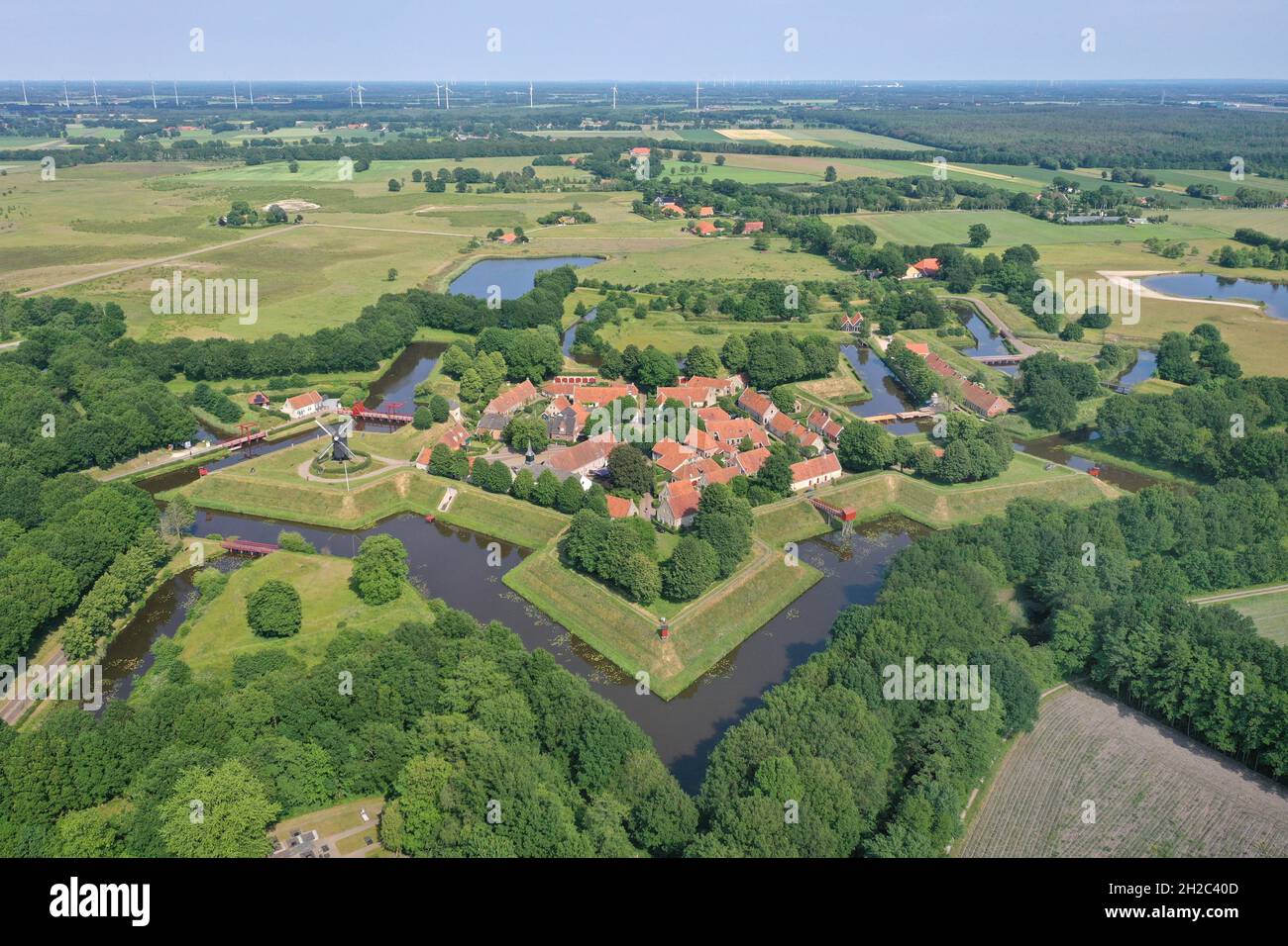 Forteresse Bourtange, vue aérienne, pays-Bas, Groningen Banque D'Images