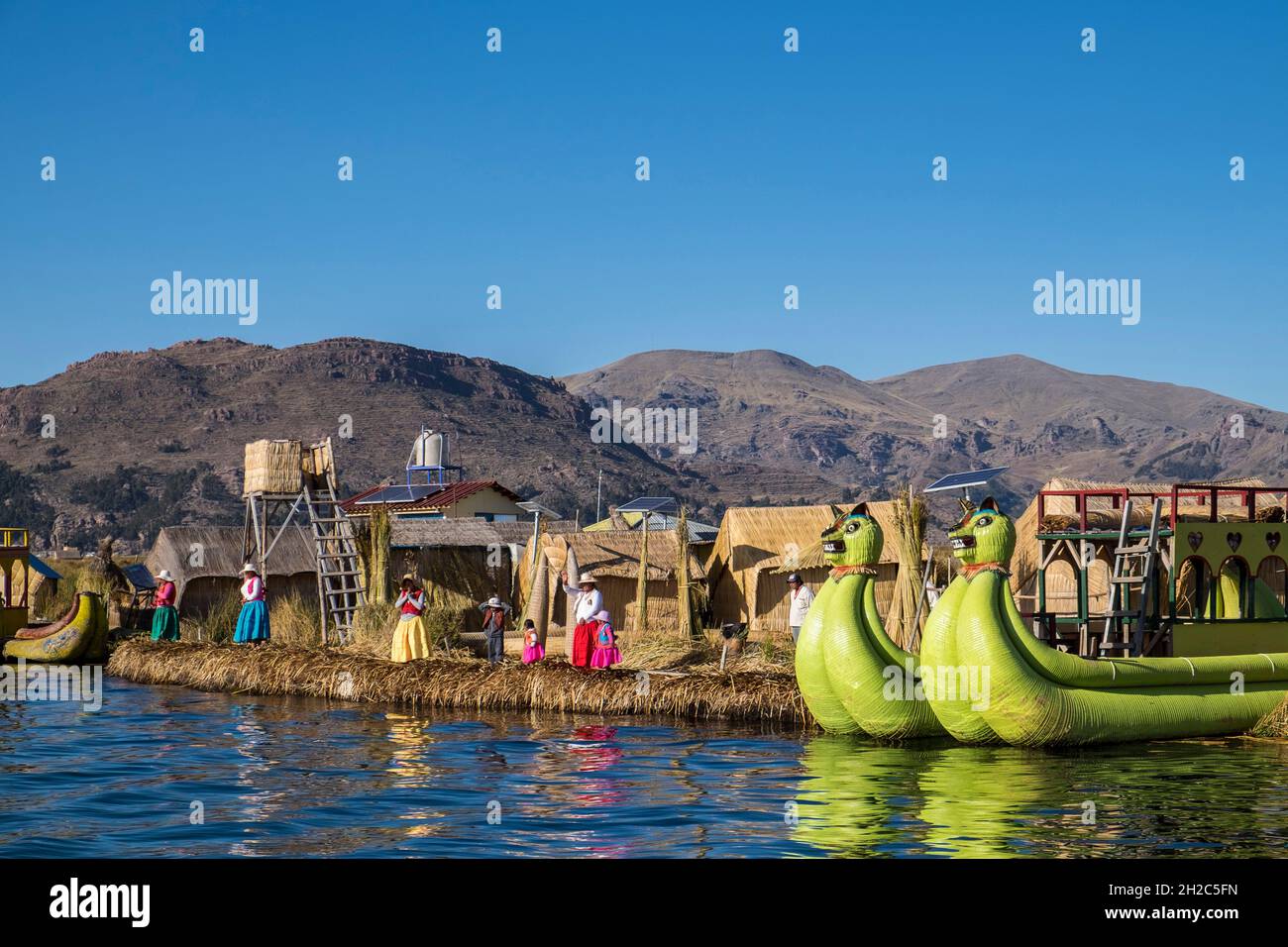 Pérou, lac Titicaca, îles Uros Banque D'Images
