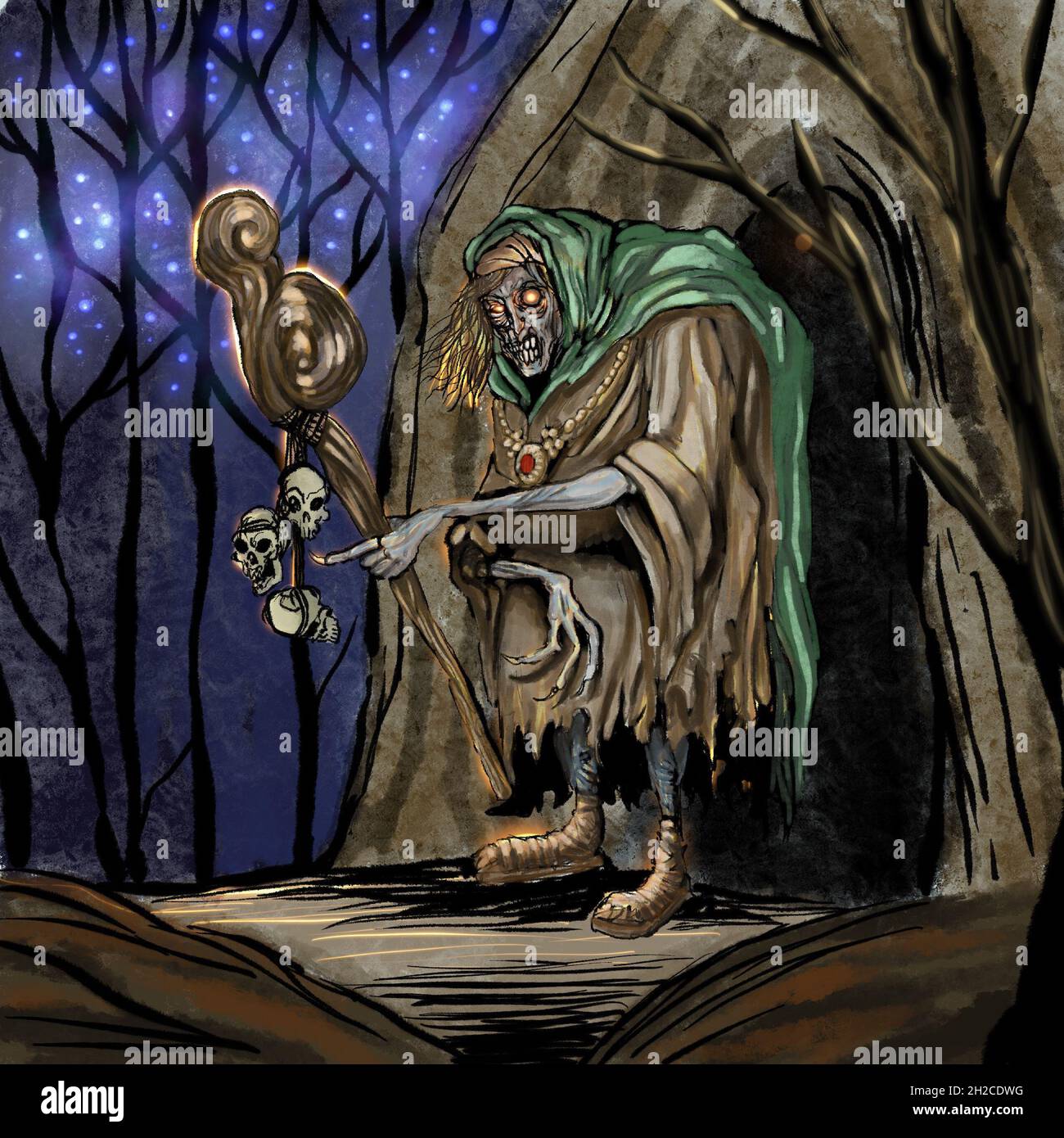 L'illustration de Witch Baba Yaga Banque D'Images