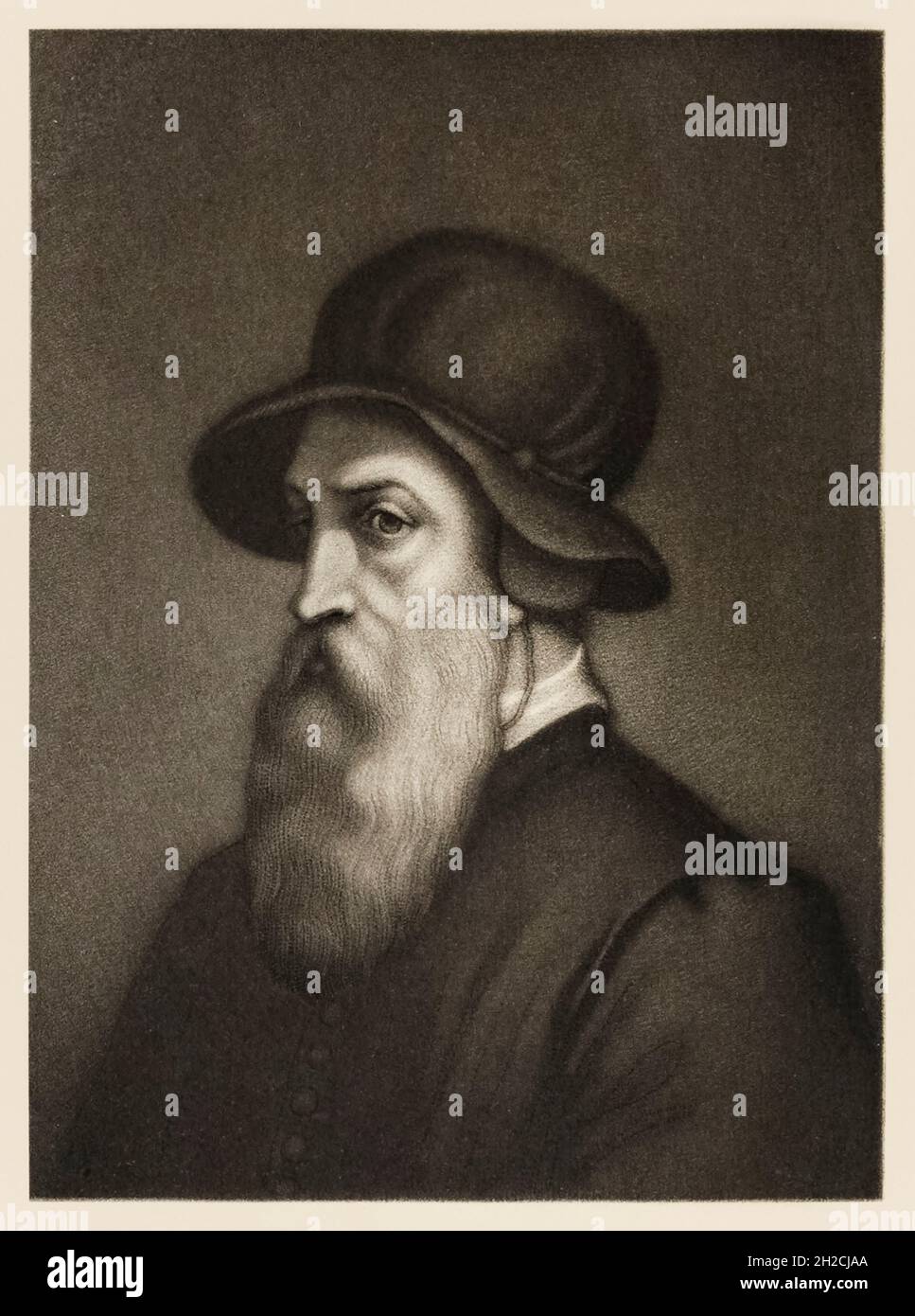 Benvenuto Cellini (1500-1571) gravure du XIXe siècle par un artiste inconnu, montrant le célèbre orfèvre et sculpteur italien, surtout connu pour son autobiographie tristement célèbre et colorée décrivant la vie à la Renaissance. Photographie d'une gravure originale du XIXe siècle. Crédit : Collection privée / AF Fotografie Banque D'Images