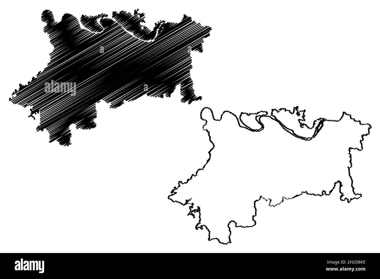 District de Mirzapur (État de l'Uttar Pradesh, République de l'Inde) carte illustration vectorielle, scribble croquis carte de Mirzapur Illustration de Vecteur