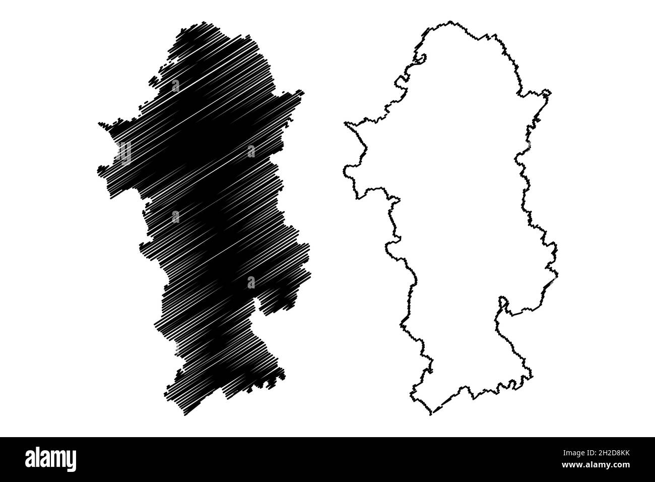 District de Moradabad (État de l'Uttar Pradesh, République de l'Inde) carte illustration vectorielle, scribble sketch carte de Moradabad Illustration de Vecteur