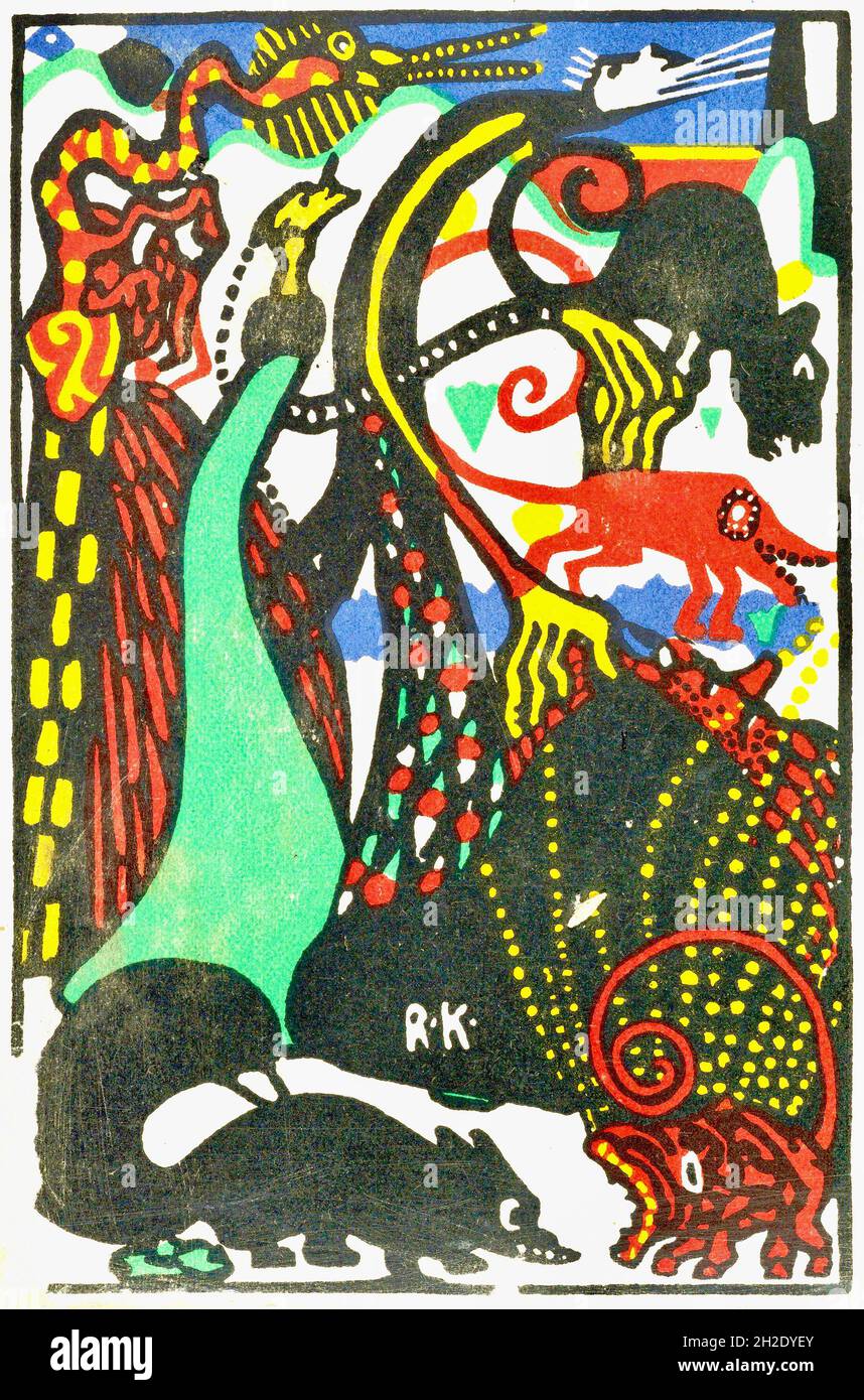 Rudolf Kalvach - sujet humoristique - carte postale - c1908 Banque D'Images