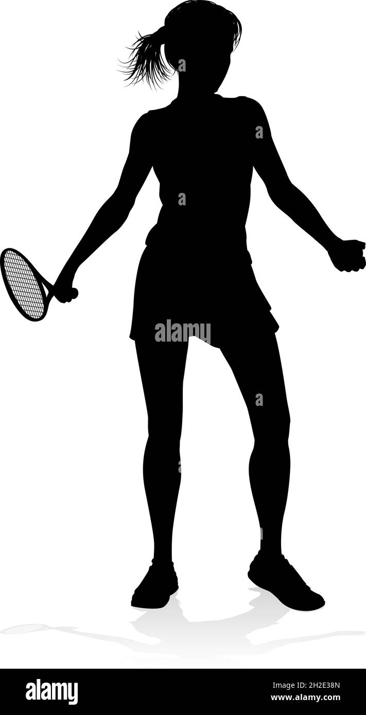 Tennis Player Woman Sport Person Silhouette Illustration de Vecteur
