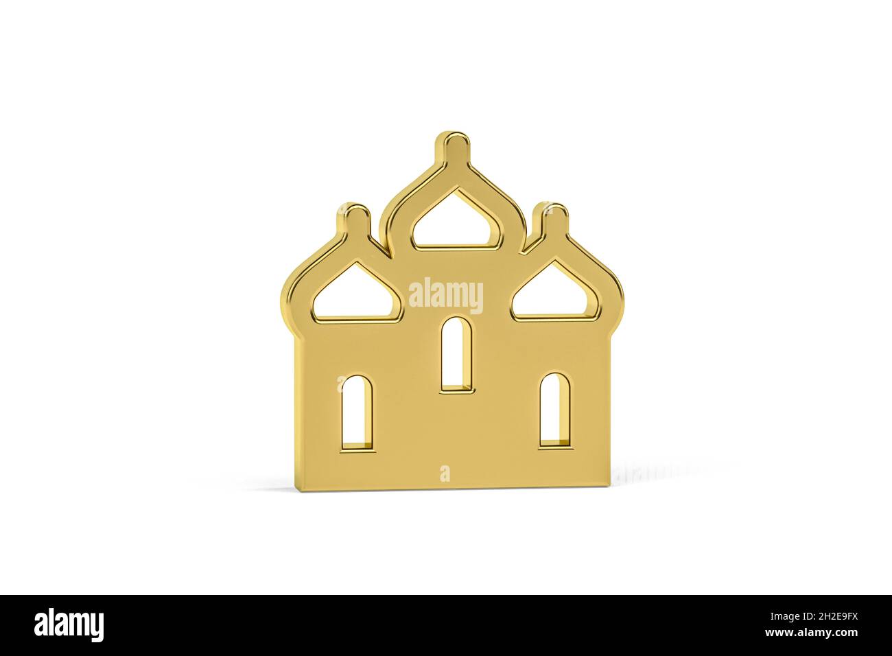 Icône d'église golden 3d isolée sur fond blanc - rendu 3d Banque D'Images