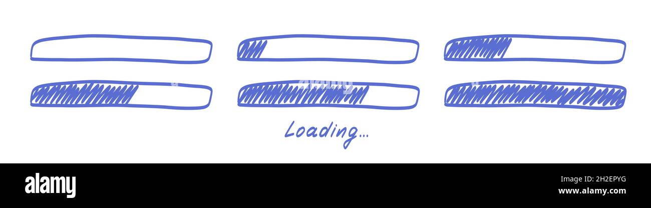 Barre de chargement Doodle, animation de progression vectorielle dessinée à la main Illustration de Vecteur