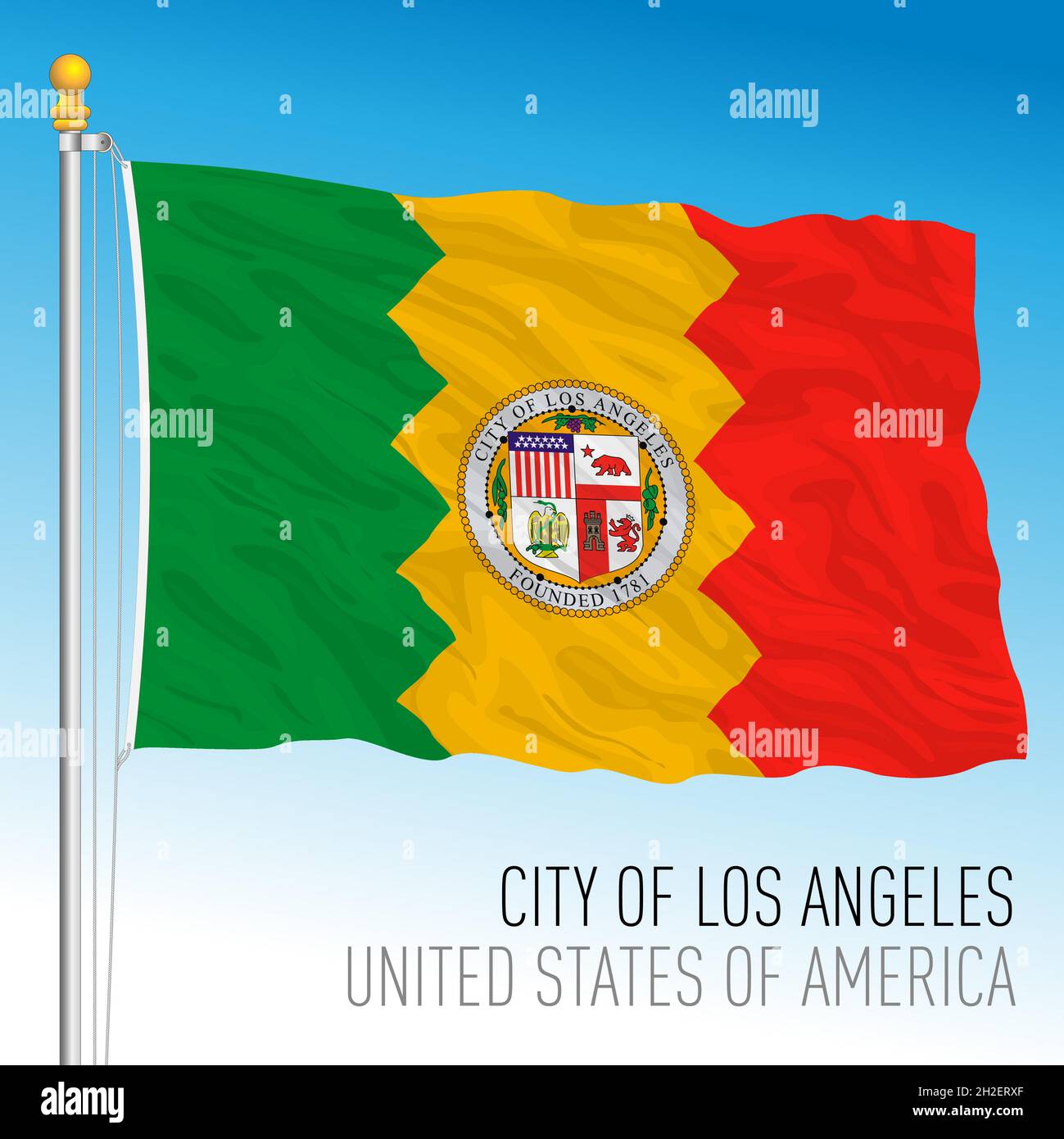 Drapeau de la ville de Los Angeles, Californie, États-Unis, illustration vectorielle Illustration de Vecteur