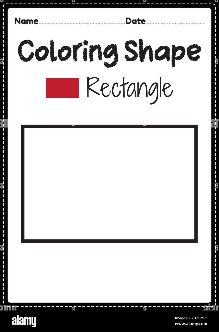 Page de coloriage rectangulaire pour les enfants d'âge préscolaire, de maternelle et de Montessori pour pratiquer le dessin d'art visuel et les activités de coloriage pour développer la créativité, FO Illustration de Vecteur