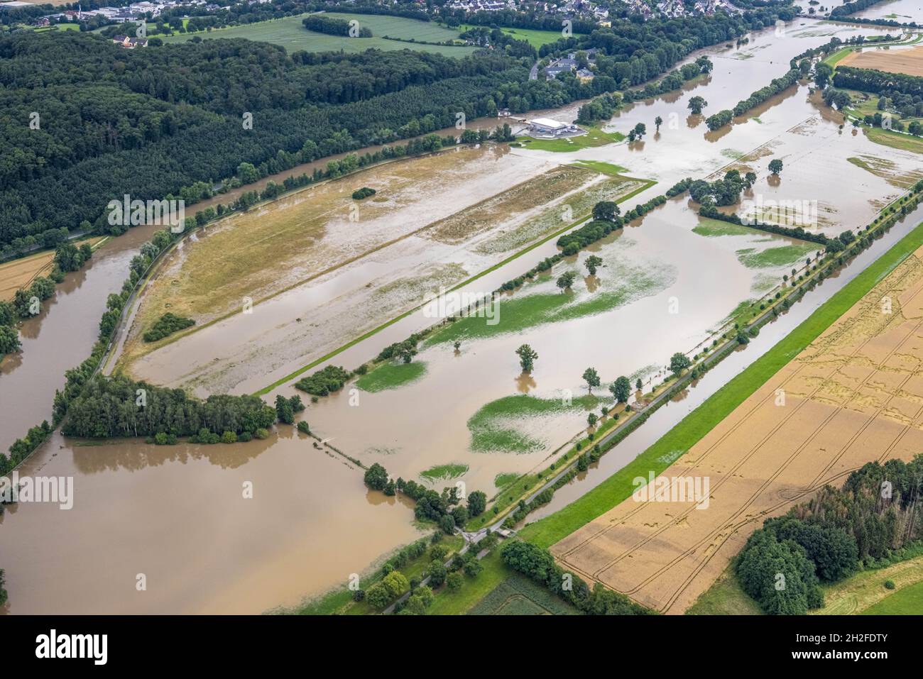 Vue aérienne, inondation de Ruhr, Geisecke, Schwerte, région de  Ruhr,Rhénanie-du-Nord-Westphalie, Allemagne, DE, Europe, vue  panoramique,photographie aérienne, photo aérienne Photo Stock - Alamy