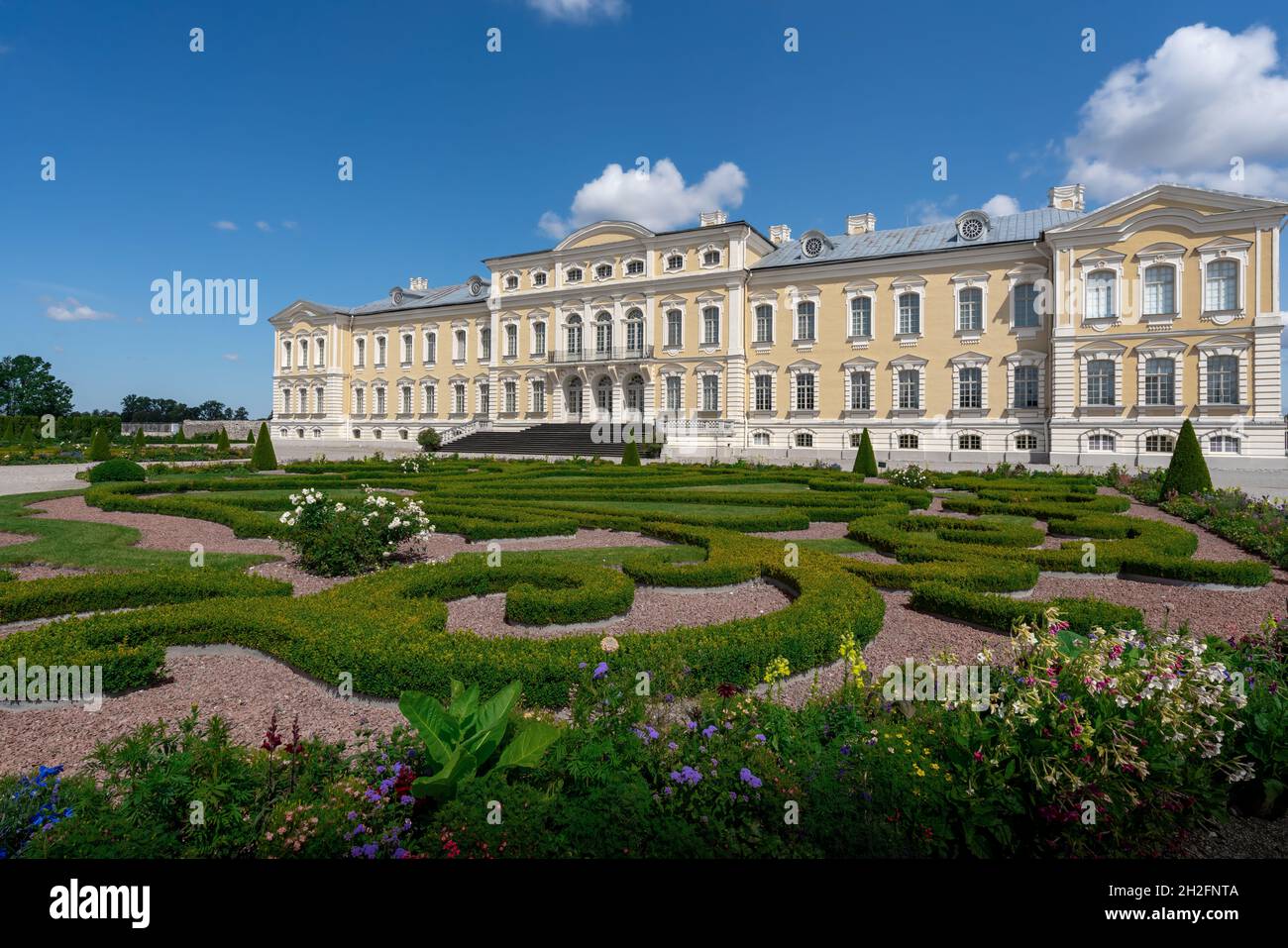 Jardins du Palais Rundale - Pilsrundale, Lettonie Banque D'Images