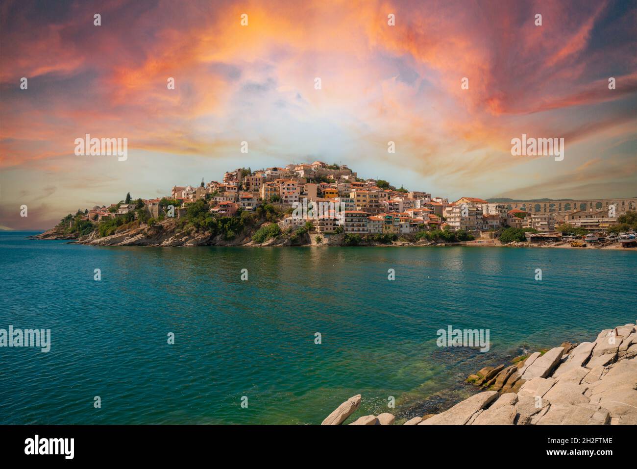 Kavala ville, une des plus belles villes et destination de voyage en Grèce, Banque D'Images
