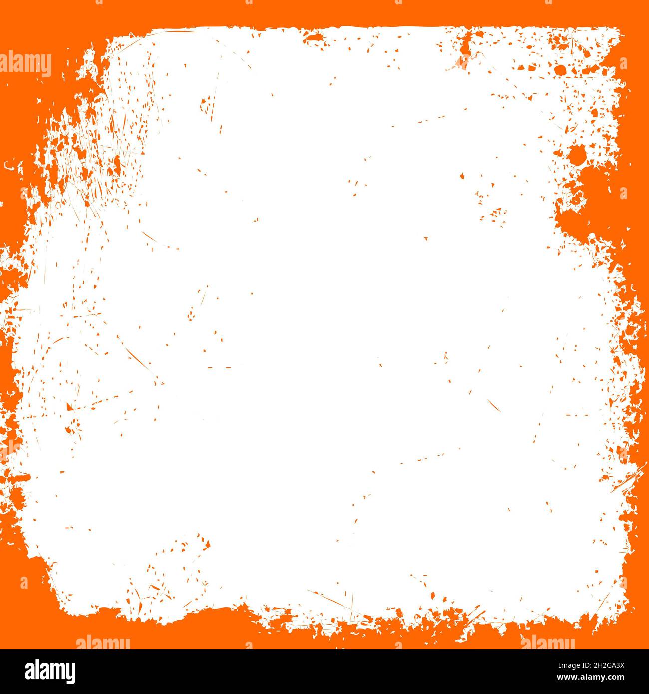 Fond horizontal blanc carré d'Halloween avec bordure orange de grunge Banque D'Images