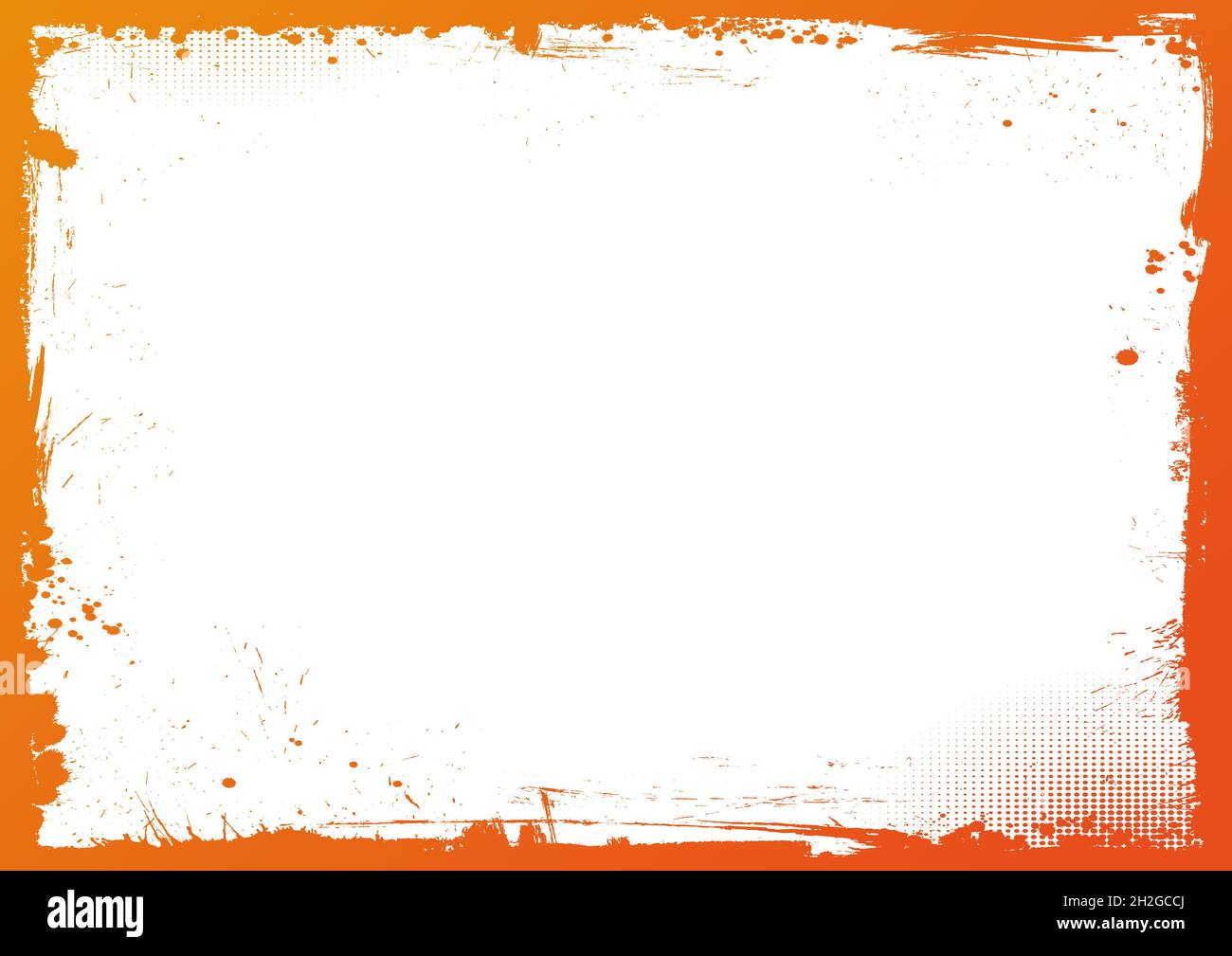 Fond blanc horizontal Halloween blanc avec bordure orange dégradé Banque D'Images
