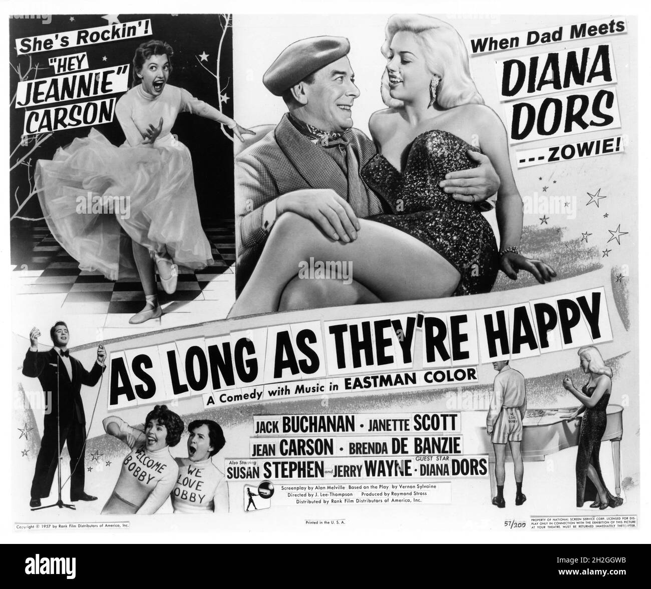 JEANNIE CARSON JACK BUCHANAN DIANA DORS et JERRY WAYNE tant QU'ILS SONT HEUREUX réalisateur 1955 J. LEE THOMPSON scénario Alan Melville de pièce par Vernon Sylvaine Group film Productions Limited / General film Distributors (GFD) (Royaume-Uni) / Rank film Distributors of America (États-Unis) Banque D'Images