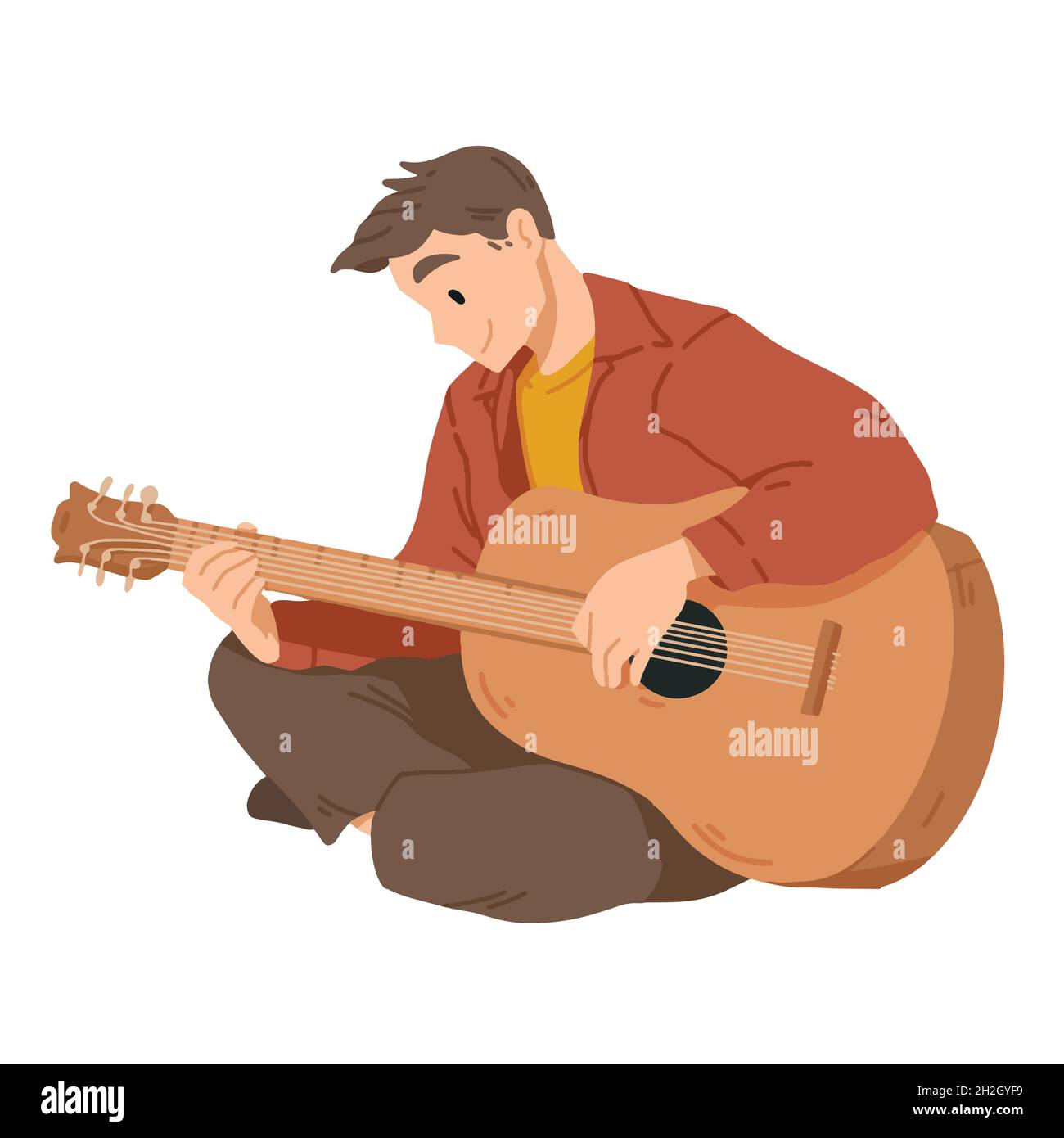 Homme jouant de la guitare.Musicien.Performance musicale Vector Illustration de Vecteur