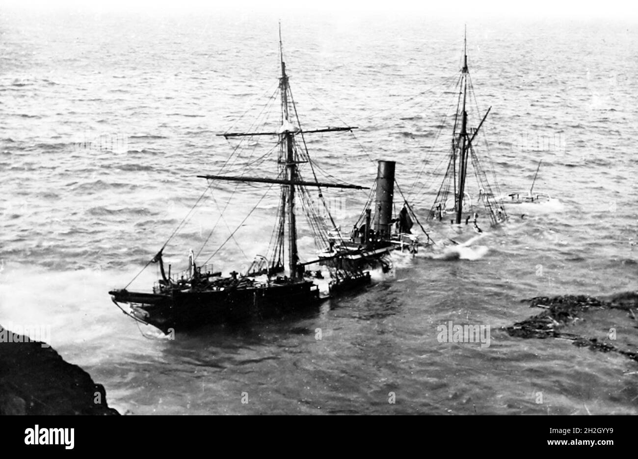 Épave de la SS Malte au large de Cape Cornwall, période victorienne Banque D'Images