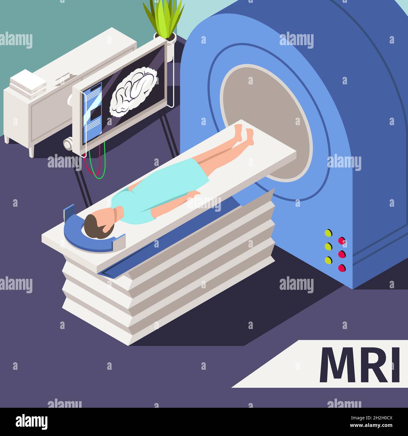 Médecine concept IRM et diagnostics scanner couché à l'hôpital. Illustration de Vecteur