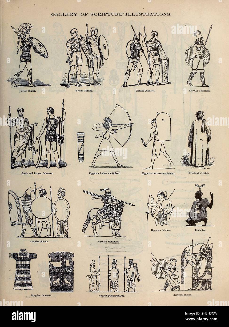 Galerie des Écritures illustrations des armes bibliques et de la guerre de ' la Bible de la famille doré ' contenant l'ancien et le Nouveau Testament, les Apocryphes ornés de belles gravures pleine page, les illustrations et la Galerie de la Bible de Dore.Publié à Philadelphie par William T. amies en 1883 Banque D'Images