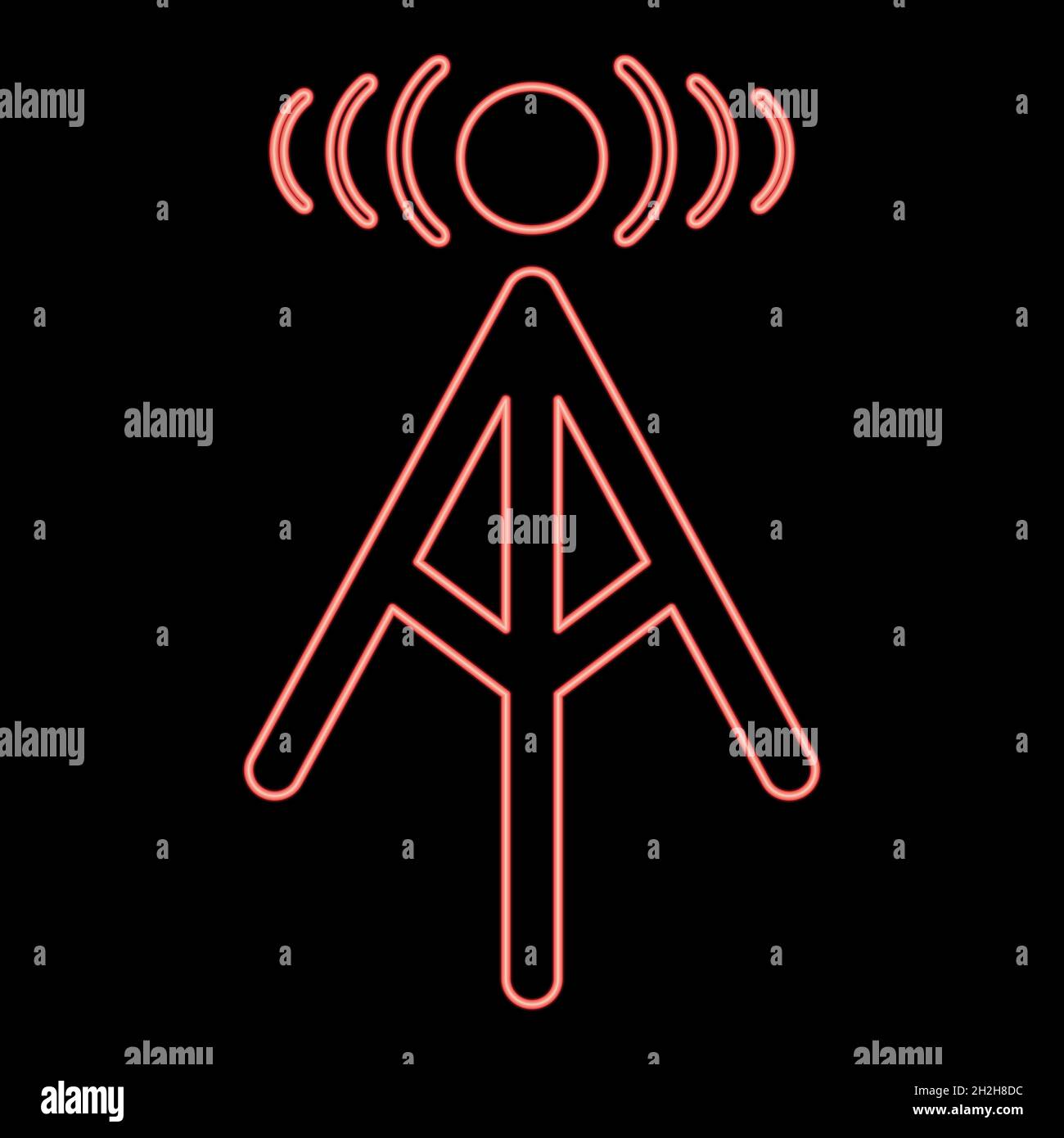Tour radio néon rouge couleur vecteur illustration plate lumière image Illustration de Vecteur