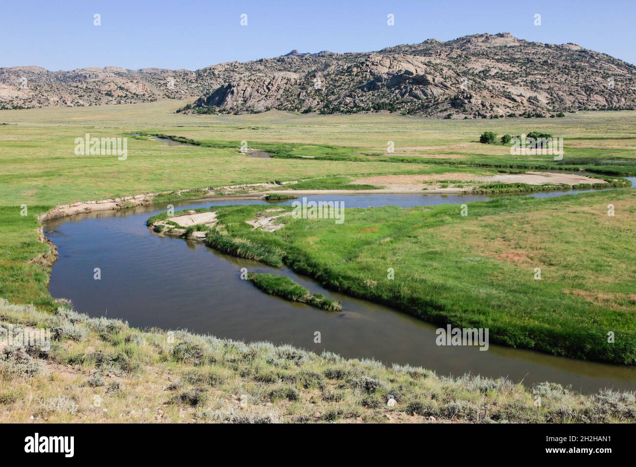 Le Mormon Trail et le Oregon Trail ont traversé la rivière Sweetwater à plusieurs reprises dans le centre du Wyoming. Banque D'Images