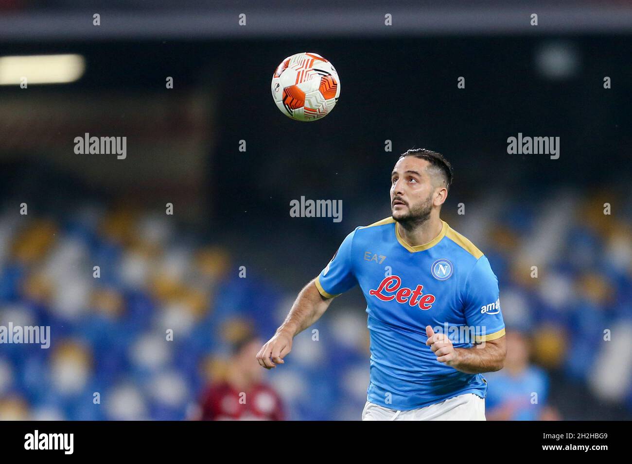 Le défenseur grec Konstantinos Manolas de SSC Napoli lors du match de ligue europa SSC Napoli - Legia Varsovie, au stade Diego Armando Maradona, dans le sud de l'Italie, le 21 octobre 2021. Banque D'Images