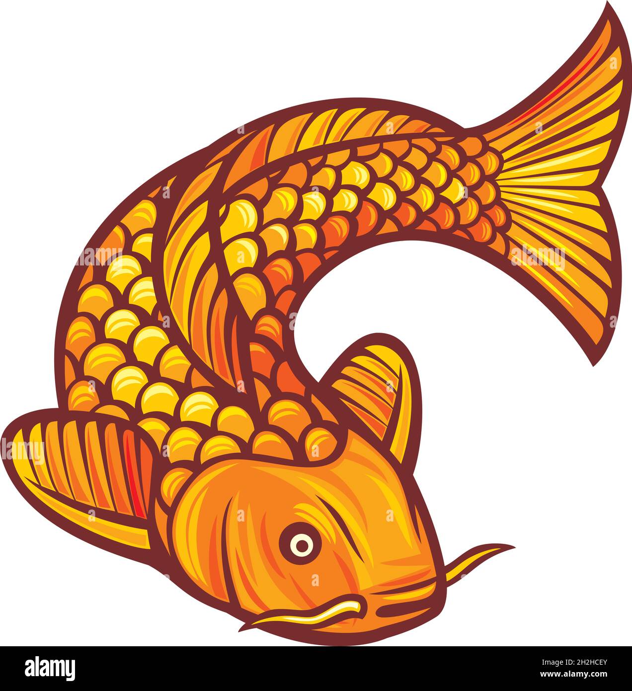 Illustration vectorielle d'un poisson carpe koï d'inspiration japonaise ou chinoise Illustration de Vecteur