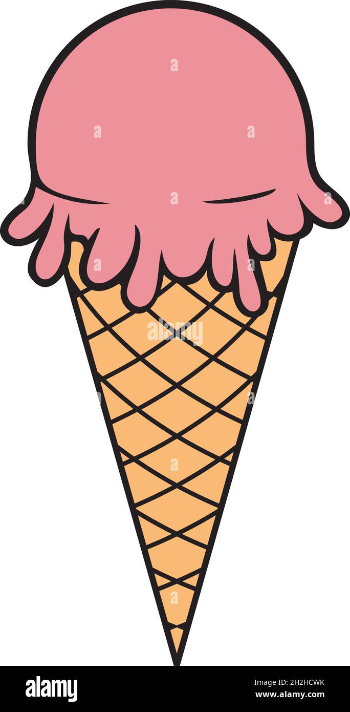 Illustration du vecteur de couleur du cône de glace Illustration de Vecteur