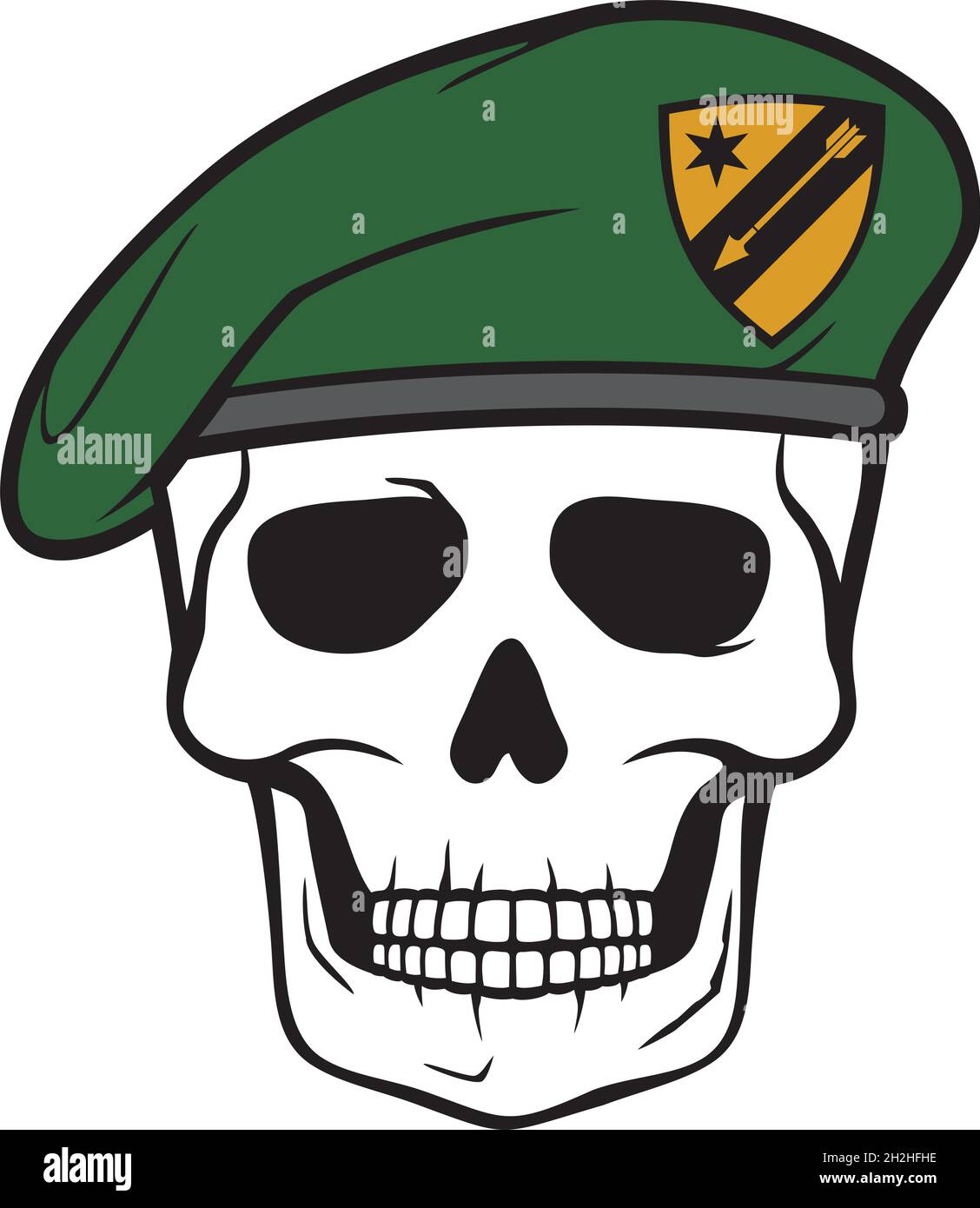 Crâne avec illustration du vecteur de béret Illustration de Vecteur