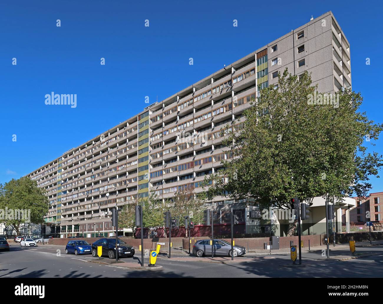 Wendover House, Aylesbury Estate, Londres, Royaume-Uni.L'un des plus grands et des plus célèbres développements de logements publics des années 1960.En cours de redéveloppement. Banque D'Images
