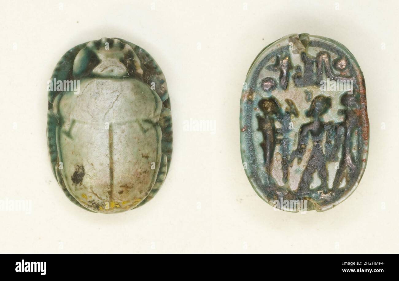 Scarab: Le Dieu Ptah avec un roi permanent et le nom d'Usermaatra Setepenra (Ramsès II), Egypte, Nouveau Royaume, dynastie 19, Reign de Ramsès II (environ 1279-1213 BCE). Banque D'Images