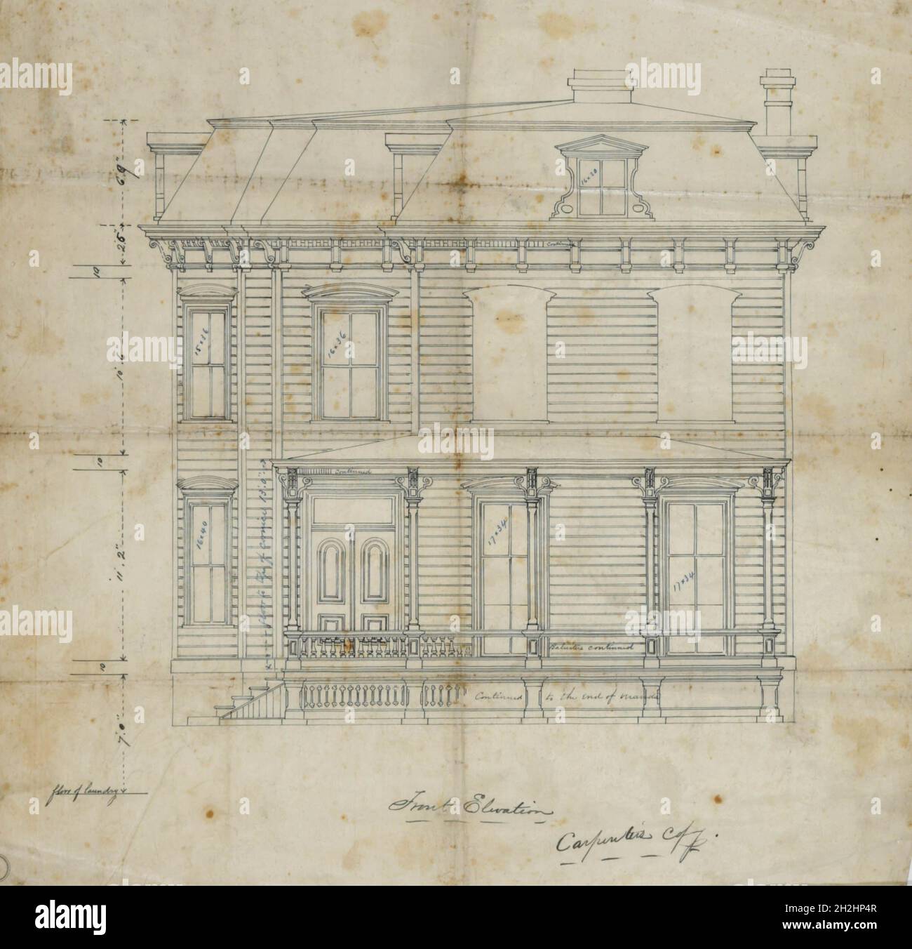 Charles R. Larrabee House, Chicago, Illinois, Front Elevation, c.1863/64. Banque D'Images