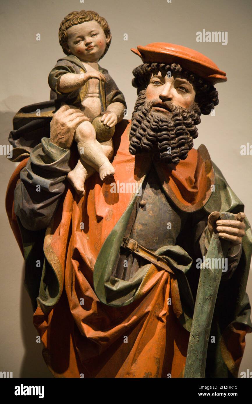 Suisse, Fribourg, Musée d'Art et d'Histoire, Saint Christophe, statue, Banque D'Images