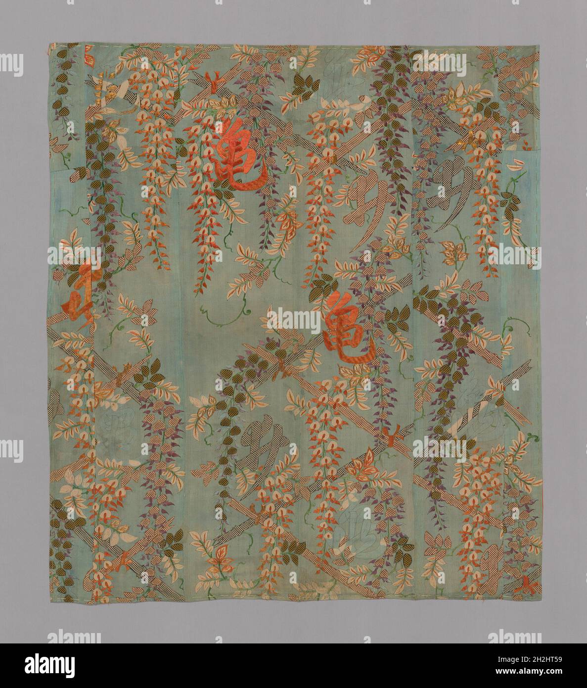 Kosode fait en Tobari ou Fukusa composé de six panneaux, Japon, mi-période Edo (1716-1789), début du XVIIIe siècle.Un kosode est un vêtement japonais à manches courtes.Un fukusa est un textile utilisé pour l'emballage de cadeaux. Banque D'Images