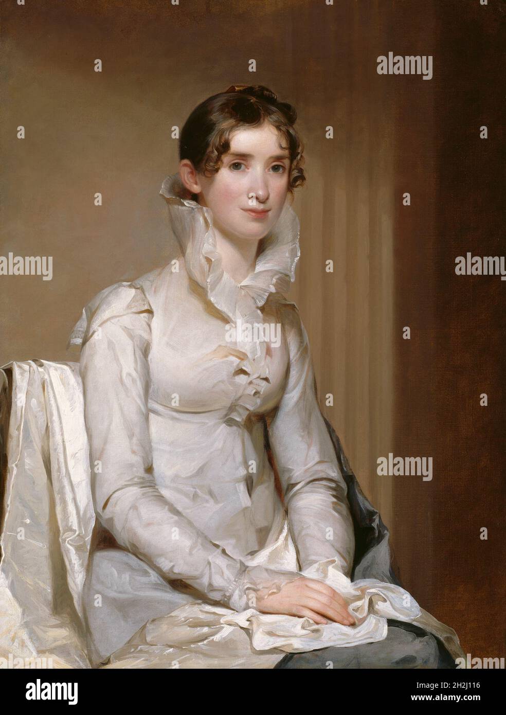 Mme Klapp (Anna Milnor), 1814.Philadelphian Anna Milnor Klapp portant une robe de style Empire et un col montant. Banque D'Images