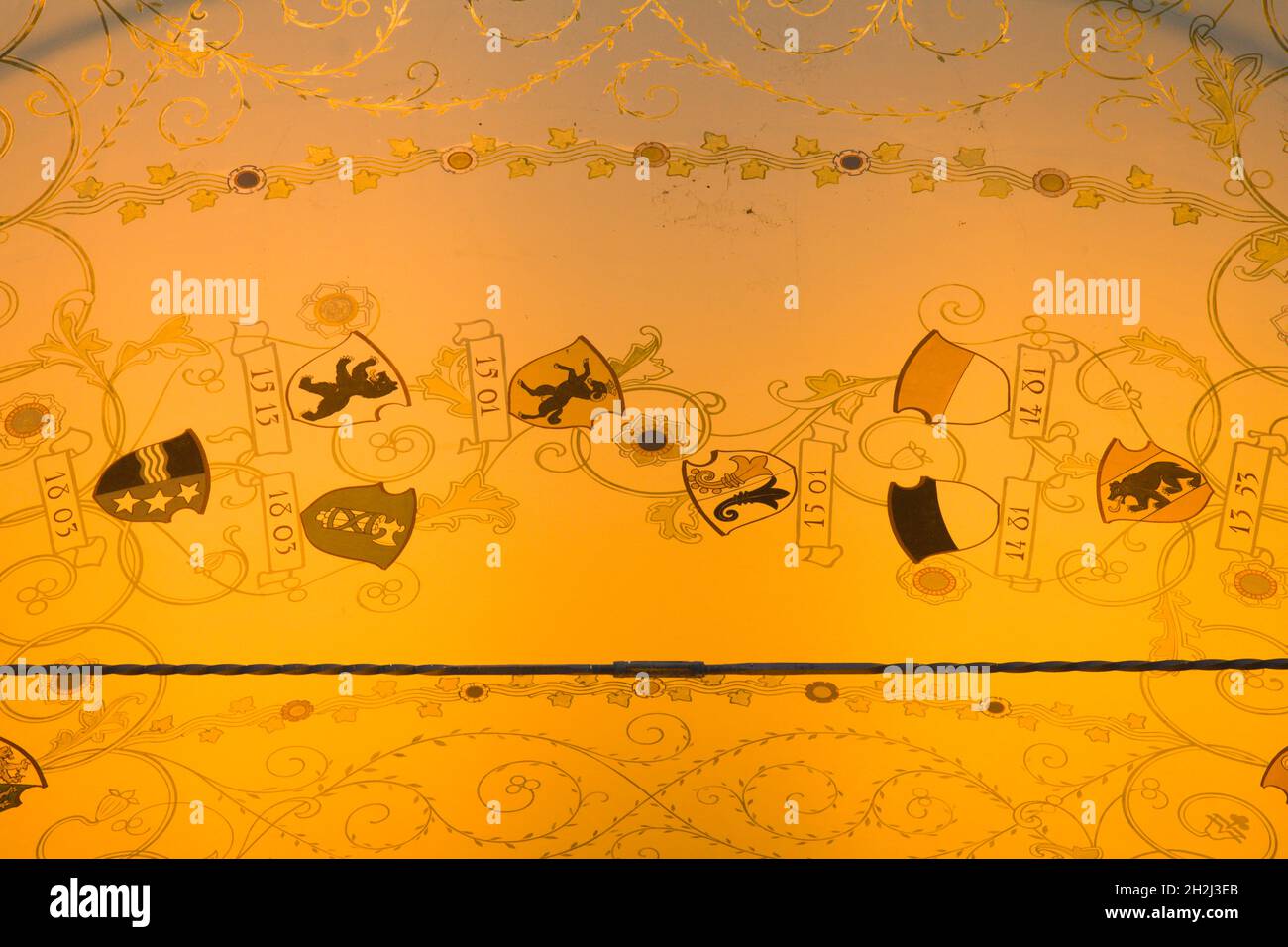 Suisse, Berne, Interlaken, Casino, intérieur,plafond peint, Banque D'Images