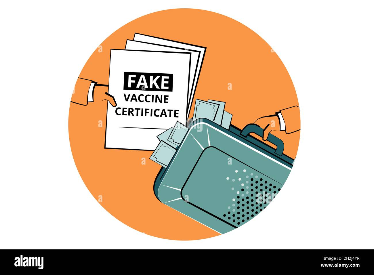 Les faux certificats de vaccin luttent. Banque D'Images