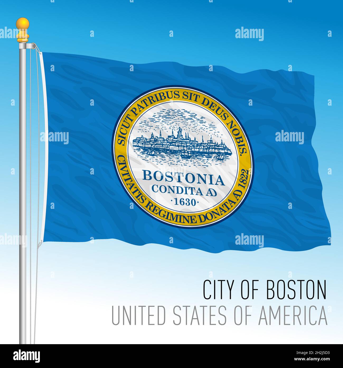 Cité du drapeau de Boston, Massachusetts, États-Unis, illustration vectorielle Illustration de Vecteur