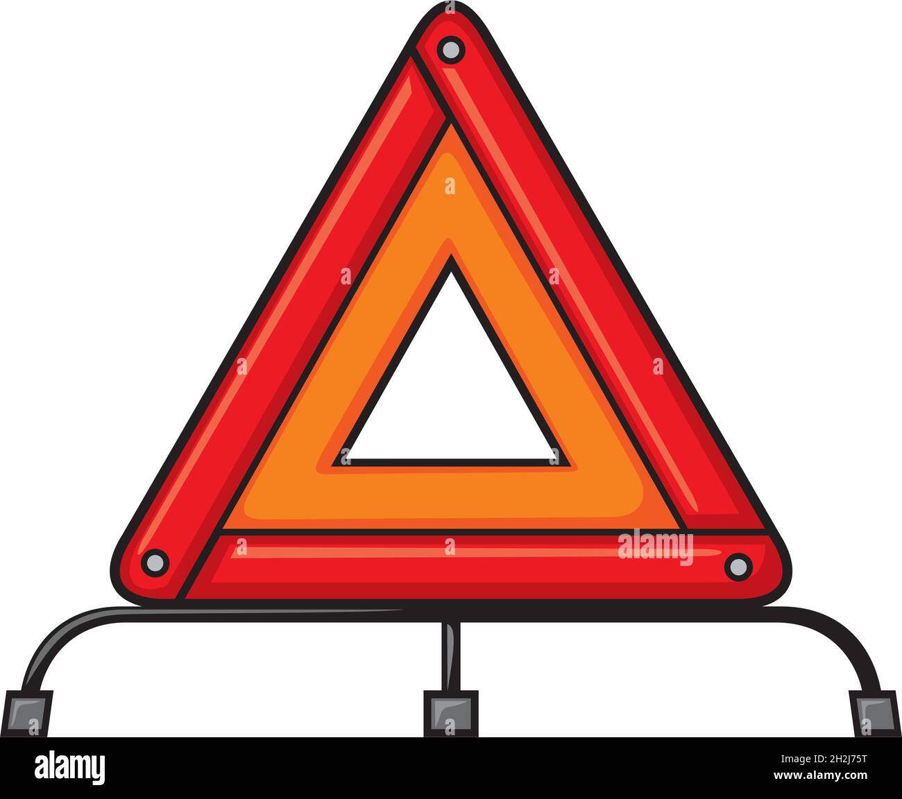 Illustration vectorielle du triangle d'avertissement rouge de la route d'urgence Illustration de Vecteur